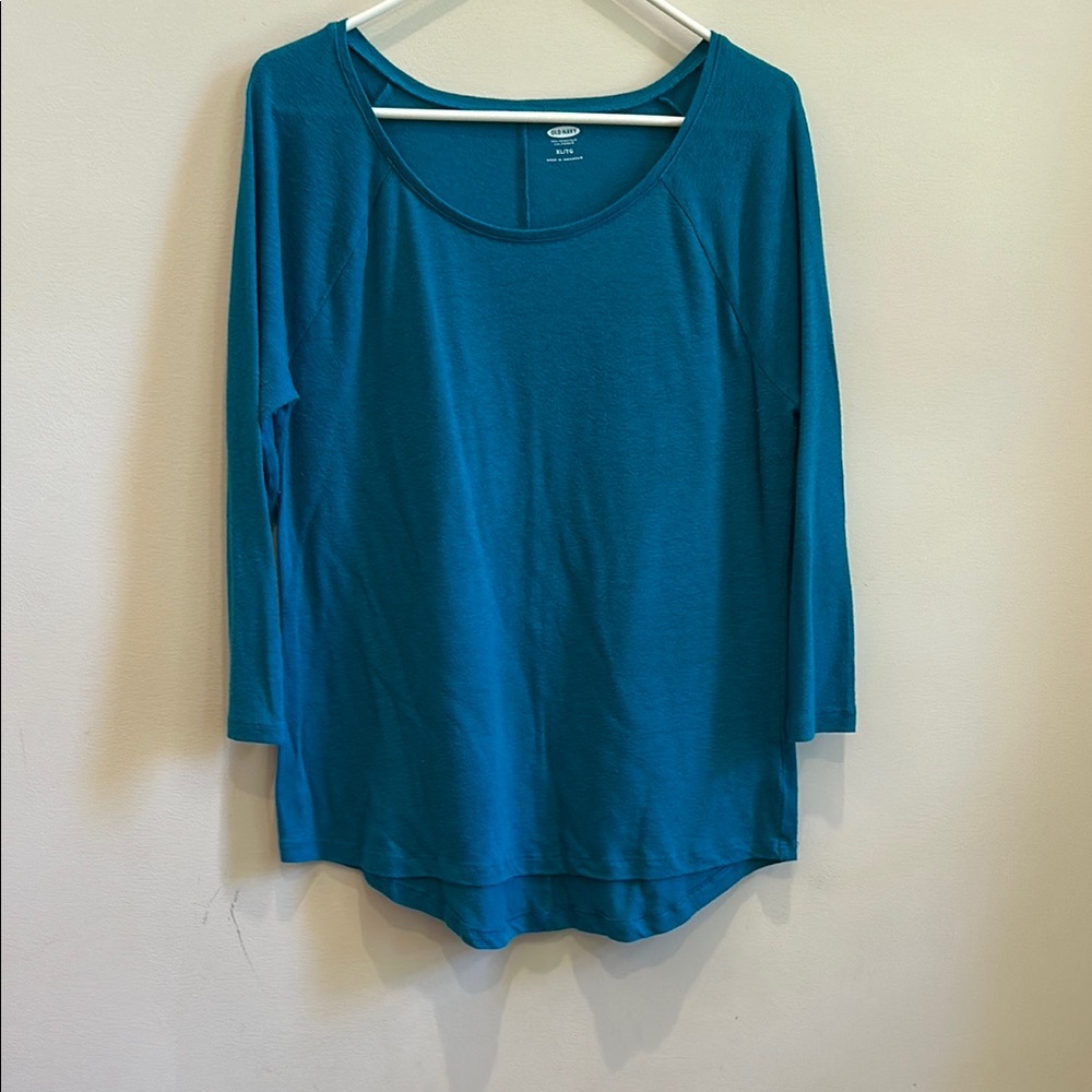 Old Navy Long Sleeve Size XL Teal Blue Women's Blouse 3/4 Sleeve